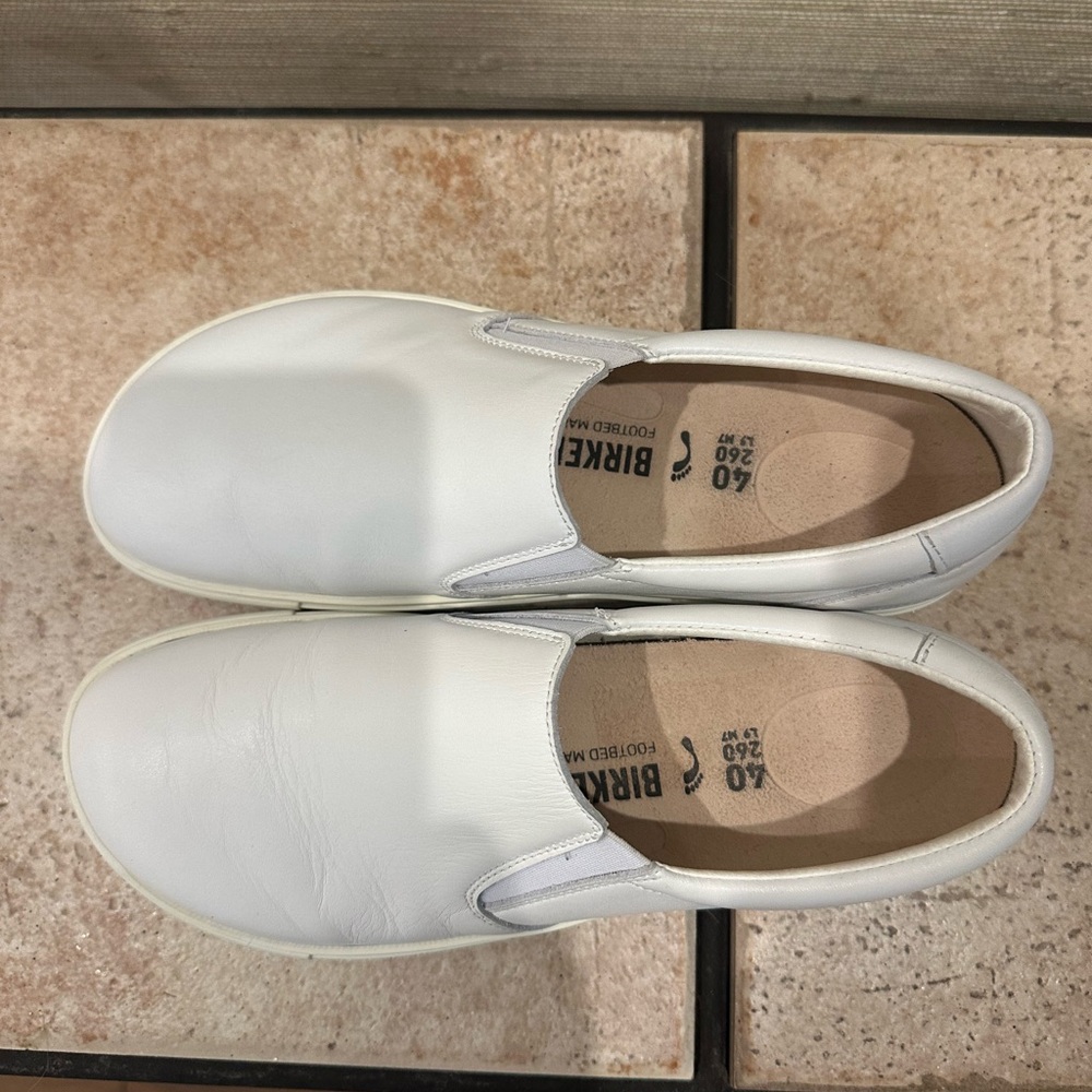 Birkenstock Classic White Leather Slip-Ons